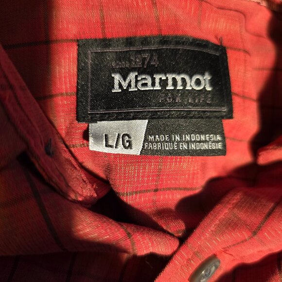 NWT MARMOT ( L ) FOR LIFE Red Plaid ("Eldridge Redstone" Short Sleeve Button Up - Picture 6 of 7